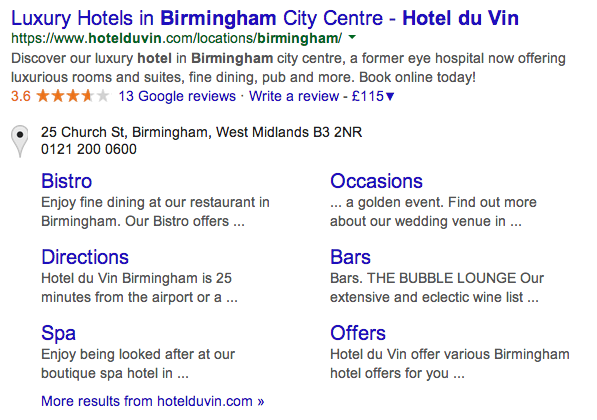 Hotel Du Vin Google Listing