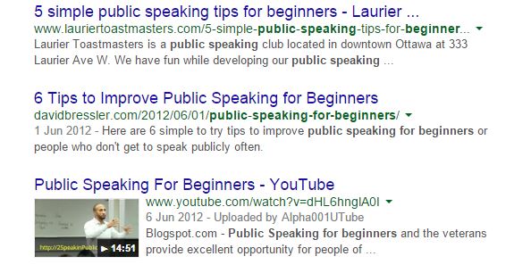example of a search result with a video rich snippet for youtube.com