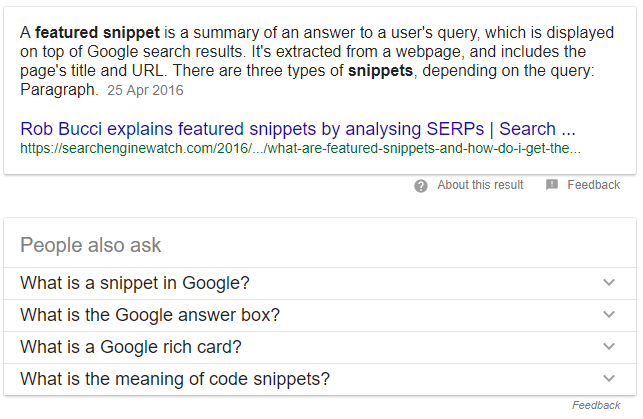 SERP people also ask feature