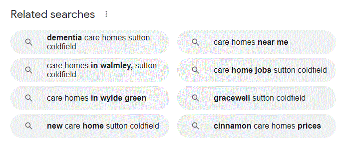 related searches for a care home search