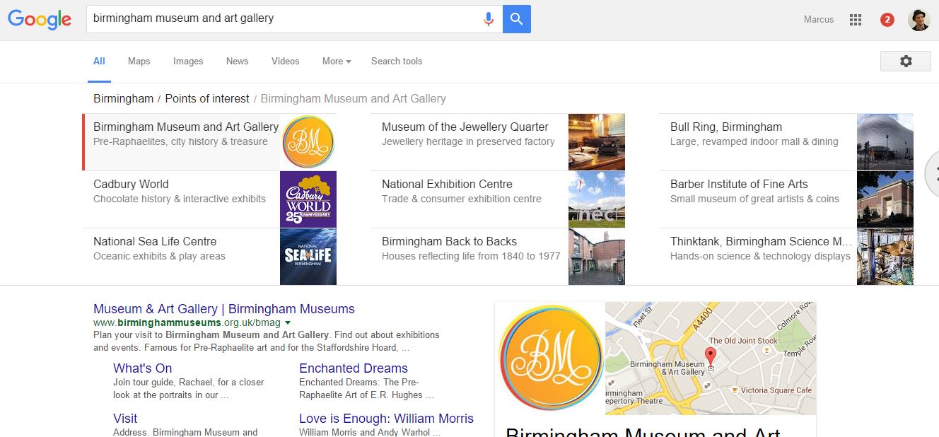 Google results for Birmingham Museum