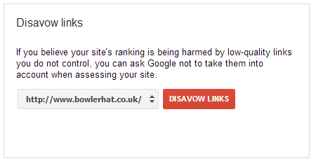 Disavow links tool found in Google Webmaster Tools